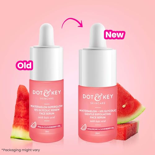 Image of Dot & Key Watermelon 10% Glycolic Serum for Face Glowing, With Kojic, Hyaluronic, Exfoliating | Targets Pigmentation & Dark Spots | Targets Dullness, Uneven Texture, Sebum & Excess Oil | Serum For Oily & Normal Skin | 30ml