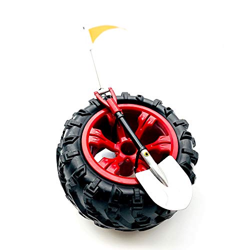Image of CB Miniature Spare Tire Flag Shovel Creative Off-Road Mini Rigs Build For Car Automotive Styling, Body Shop Decoration, Red Wheel-Safety Flag