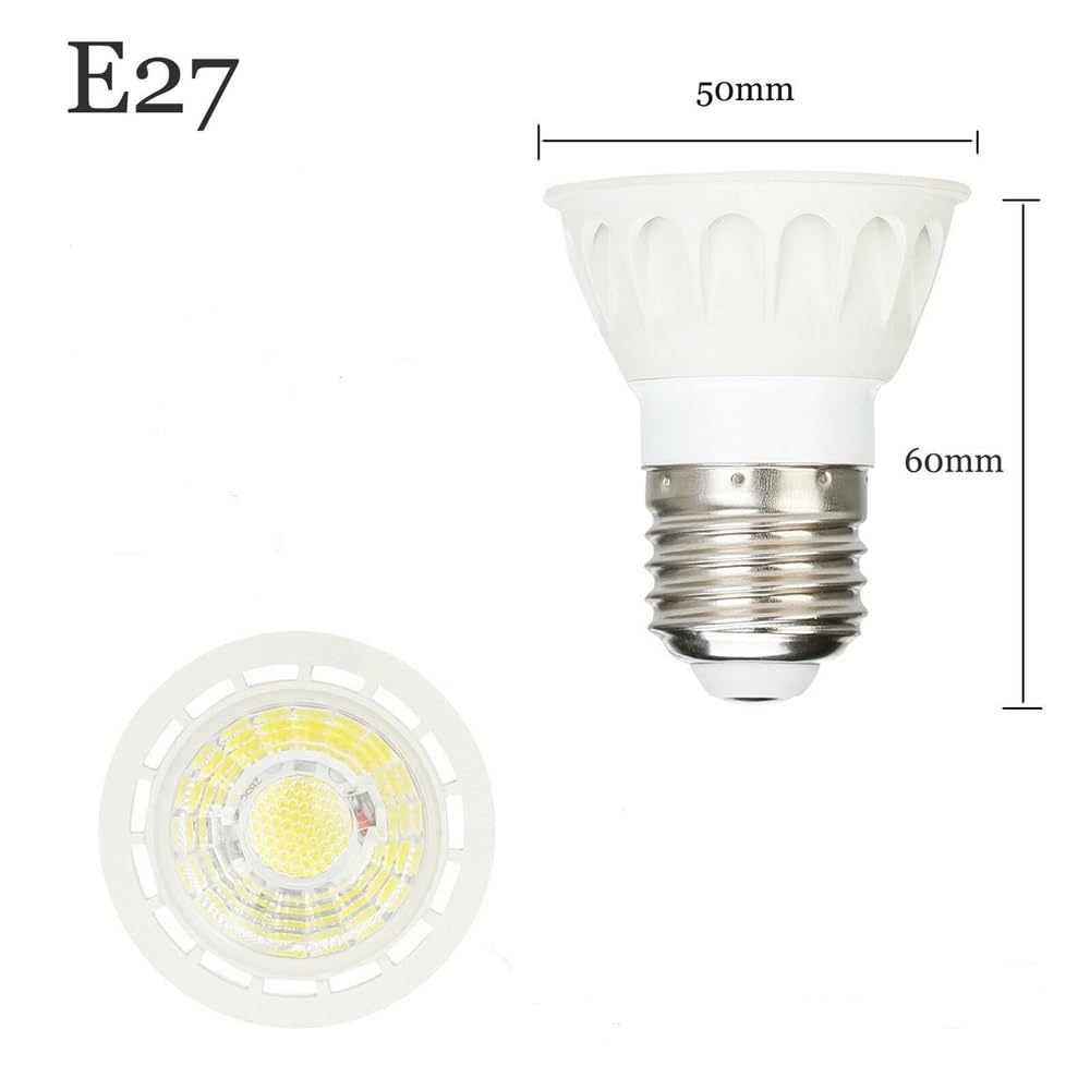 fengyan Casa bombillas, Paquete de 10, foco Led COB GU10/E27/GU5.3 AC220V 6W lámpara interior regulable for el hogar Familiar Lámpara(Natural white,E27)
