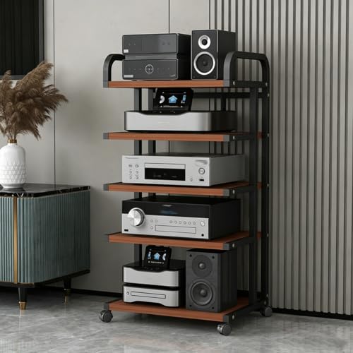 Soporte for Medios de Audio y Video Mueble Torre para Tocadiscos Marrón 2