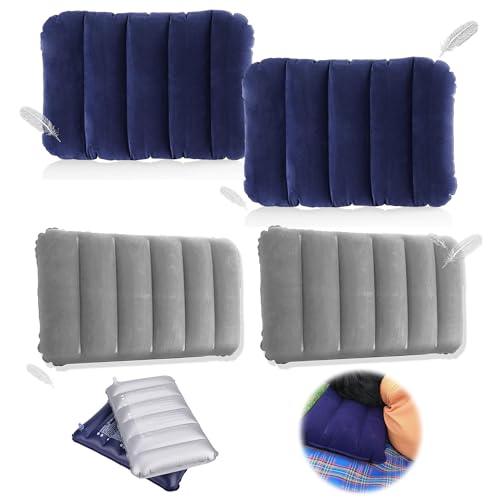 Bequem Aufblasbares Kissen,4 Stück PVC Beflockung Wasserfest Camping Kissen Aufblasbar,Komprimierbar Luftkissen Kopfkissen,Reisekissen Aufblasbare für Outdoor Wandern Büro (Tiefviolettes Blau/Grau) Bequem Aufblasbares Kissen,4 Stück PVC Beflockung Wasserfest Camping Kissen Aufblasbar,Komprimierbar Luftkissen Kopfkissen,Reisekissen Aufblasbare für Outdoor Wandern Büro (Tiefviolettes Blau/Grau)