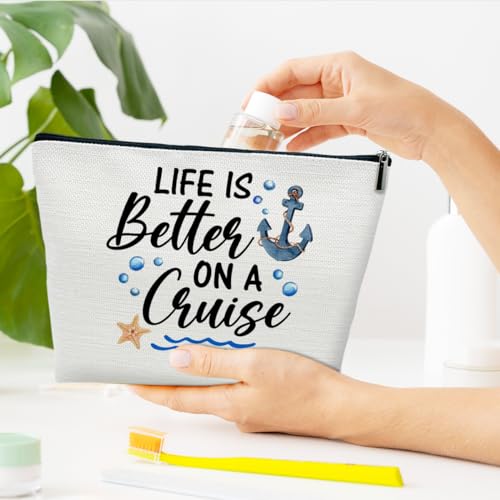 Cruise Makeup Bag, Life Is Better On A Cruise, Makeup Travel Bag, Women Vacation Gift for Lovers Daughter Wife, BFF Sister Toiletry Case Pouch, Best Friend Beach Travel Accessories4