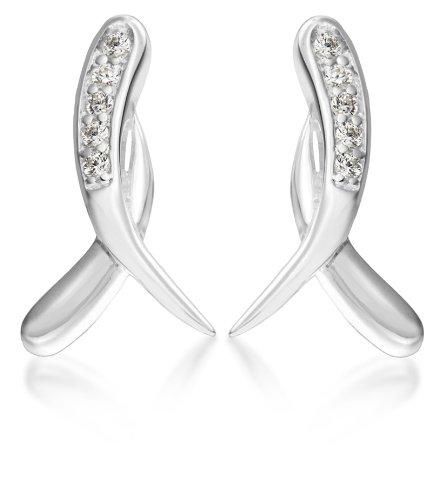 Preisvergleich Produktbild Tuscany Silver Ohrstecker Sterling Silber Schleife Weiß Zirkonia