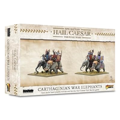 Warlord Roman Britain Hail Caesar Epic Battles: Carthaginian War Elephants Tabletop Miniatures - Plastic Paintable Roman Britain Soldiers Set, Table Top Military Minifigures for Adults