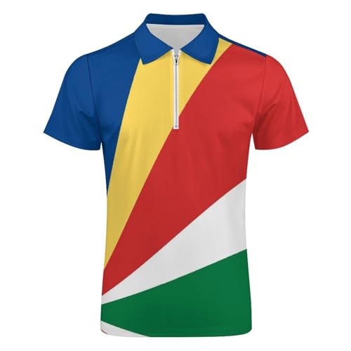 Polo Seychelles homme à col zippé et manches courtes bleu