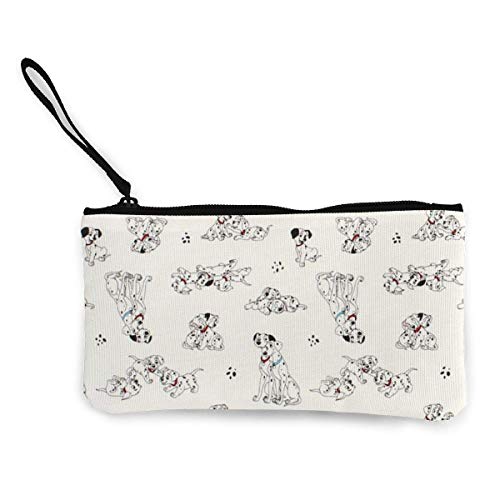 Yuanmeiju 101 Dalmations Pongo Perdy & Puppies White Fabric Small Monedero Canvas Wallet Zipper Monedero Small Zipper Bag