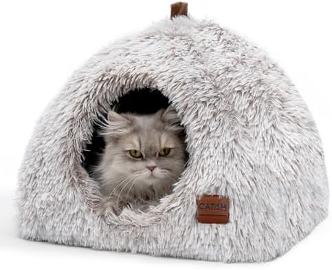Fenteer Katzenförmiges Hundebett – Gemütliche Höhle Für Kleine Hunde & Katzen, Größe M (33x33x33 Cm)