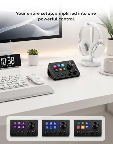 Image of APEX LIGHT Streaming Macro Keypad, Programmable Stream Controller Dock with 6 LCD Custom Keys & 3 Control Knobs, Gaming Shortcut Keyboard for OBS, Twitch, YouTube, Windows /Mac | 1 Year Warranty
