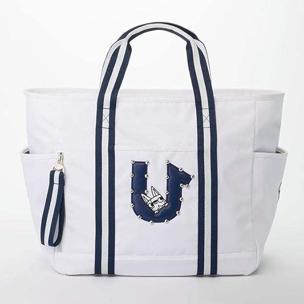 エムユースポーツ MU SPORTS トート型ボストンバッグ ホワイト白ロゴ総柄 エムユースポーツ MU SPORTS トート型ボストンバッグ ホワイト白ロゴ総