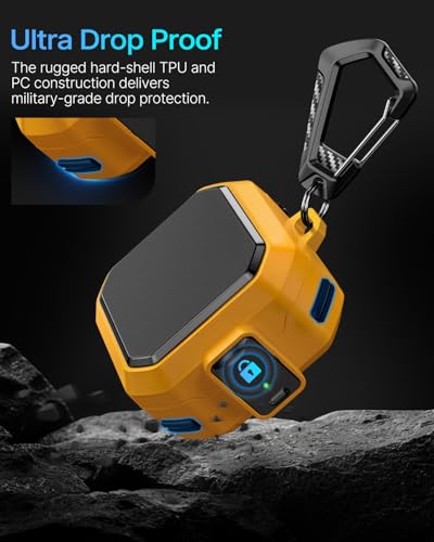 Image of Safety Lock Case for Samsung Galaxy Buds 4 Pro /for Galaxy Buds 4 Case (2026) [Compatible with MagSafe] with Cleaning Kit & Keychain,(Yellow)