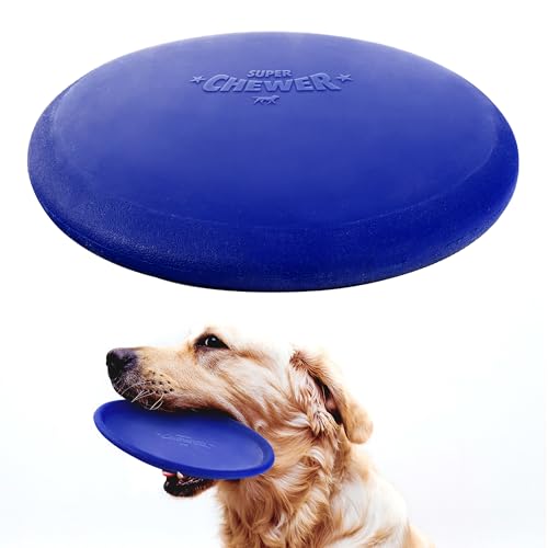 SuperChewer Tough Flying Disc Toy | Lifetime Replacement | Strong Natural Rubber | Great Dog Fetch Toys | Rubber Disc Toy for Dogs | Ultra Durable Chew Toys for Aggressive Chewers | for All Breeds