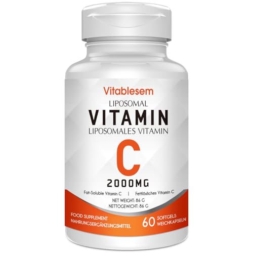 Liposomale Vitamin C Kapseln 2000 mg - Hochdosiert Glutenfrei & Ascorbinsäure - Immununterstützendes Antioxidans - Non-GMO
