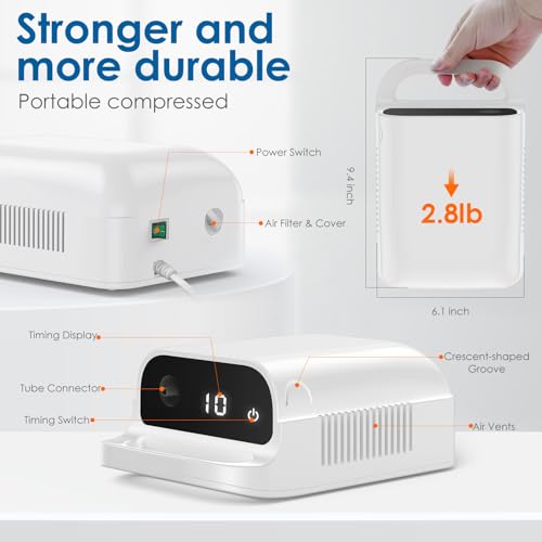 Smart Digital Display Pet Nebulizer for Dogs and Cats, Quiet Compressor Device with Timer, Portable Care System - 0271