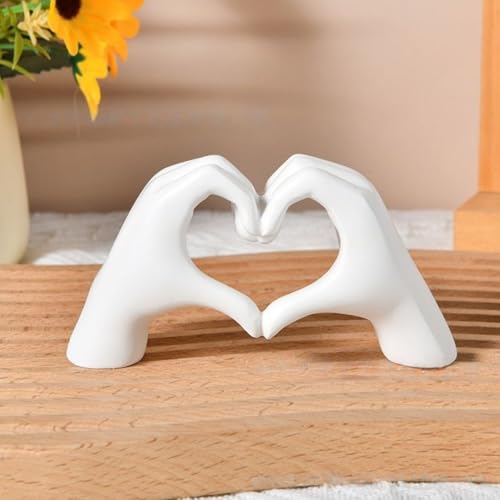 Escultura de Manos en Corazón Blanca para Decoración