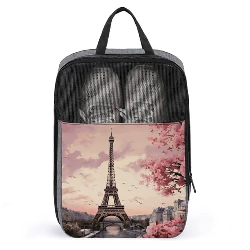 Sac à chaussures et de rangement suspendu gris Tour de Paris romantique