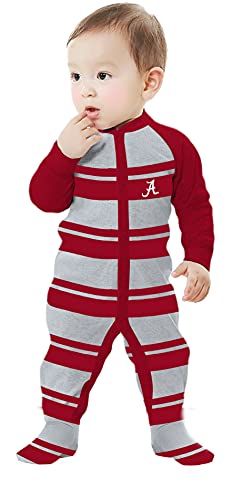 Two Feet Ahead Newborn Infant Long Sleeve Rugby Footed Romper (6 Months, Alabama Crimson Tide)