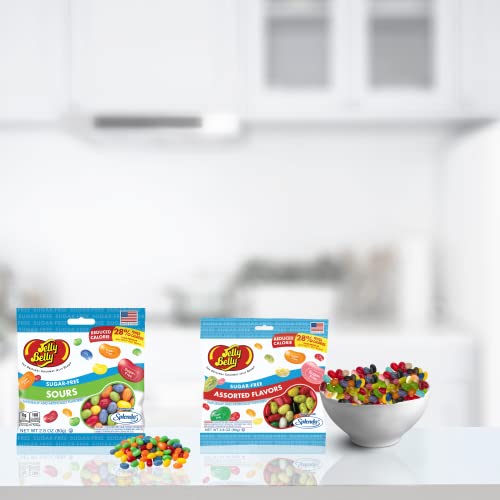 Sugar Free Sour And Assorted Flavor Jelly Beans, Reduced Calorie Bagged Bite Sized Candies, Sugarless Candy For Gift Baskets, Pack Of 4, 2.8 Ounces #TOP4