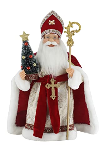 Windy Hill Collection Netherlands Dutch Sinterklaas Saint Nicholas 16" Inch Santa Claus Standing Figurine Decoration 163054