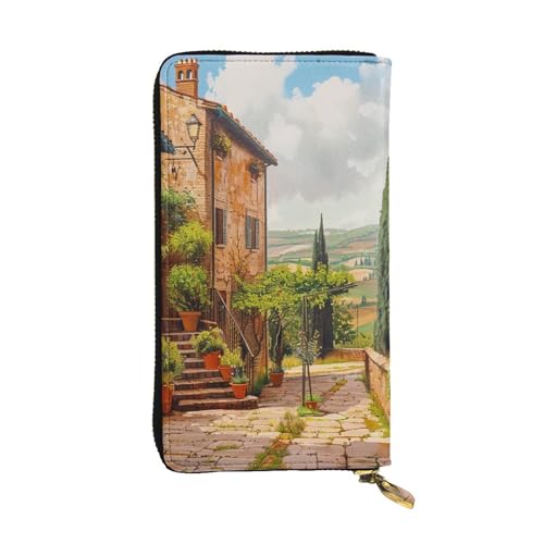 Italy Tuscan Printed Long Wallet for Women Men Cute PU Leather Wallet with Coin Purse and Credit Card Holder