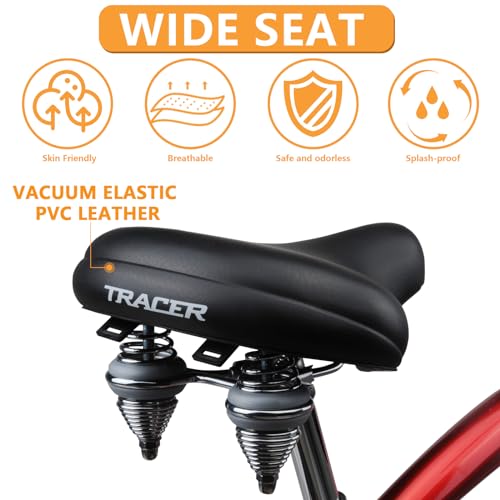 Bicicleta Tracer Avalon Playera de 26" con Neumáticos Gruesos y 1 Velocidad, Color Rojo miniatura 3