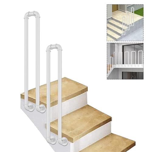 Rambarde d'escalier moderne blanche en U avec fixation murale - 2
