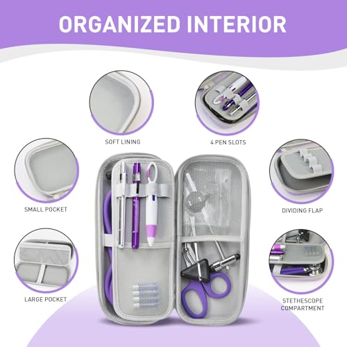 Scian 13 Pcs Stethoscope Case Kits, Supplies Inclued, Perfect Nurse Gift Stethoscope Holder for Nurse Medical Student, Purple Portable First Aid Kit Bag with Medical Scissor,Nurse Accessories for Work - Image 3