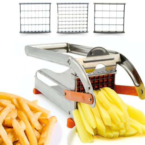 ICO Large French Fry Cutter, 3-blade Potato Slicer, Non-Slip French Fry Cutter For Whole Potatoes, Stainless Steel French Fry Press by ICO - Used condition - US$34.19