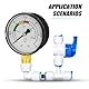 Wasser Manometer,1/4 Zoll Pool Druckmanometer Wasser Manometer,Manometer für sandfilter,mit 3 Stück Buchse 1/4 bis 1/8, 1/4 bis 3/8 und 1/4 bis 1/2 und einem Teflonband,für Pool und Fischteiche