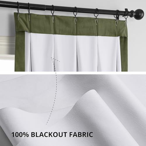 Image of HPD Half Price Drapes Velvet Blackout Curtains /Drapes - 108 Inches Long 1 Panel Blackout Curtain Signature Pleated for Living Room & Bedroom - 25W X 108L, Hunter Green