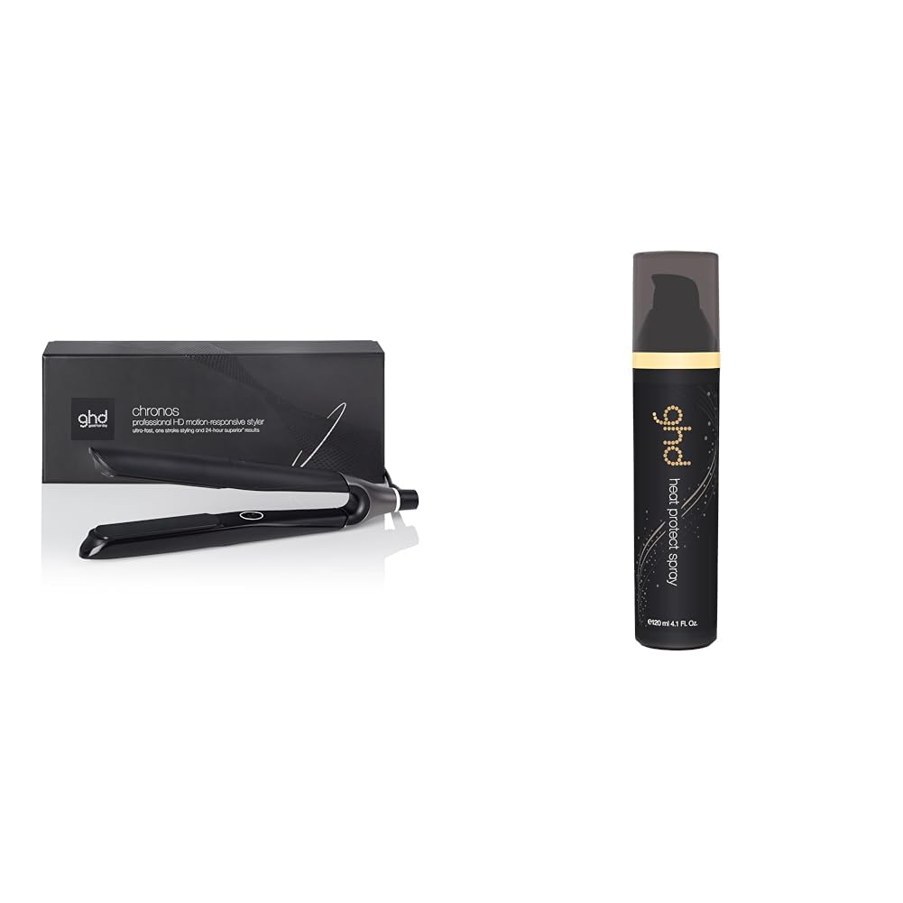 ghd Chronos Power DUO All Hair Types – 1″ Flat Iron Black with Bodyguard Heat Protectant for All Hair Types (4.0 Fl Oz) ghd Chronos Power DUO All Hair Types – 1″ Flat Iron Black with Bodyguard Heat Protectant for All Hair Types (4.0 Fl Oz)