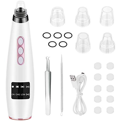 Blackhead Remover, Nivlan Aspiratore Punti Neri Rimozione del Comedone, Rimozione Di Comedone, Brufoli e Acne, Elettrico Rimozione di Comedone 5 Livelli con 6 sonde multi