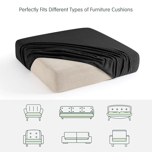 Image of CHUN YI Stretch Loveseat Couch Cushion Cover Suitable for 2 Settee, Sofa Seat Slipcover with Spandex Jacquard Fabric(Medium,Black)