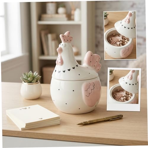Pot à biscuits coq en céramique, boîte de rangement poulet pour collations - 7