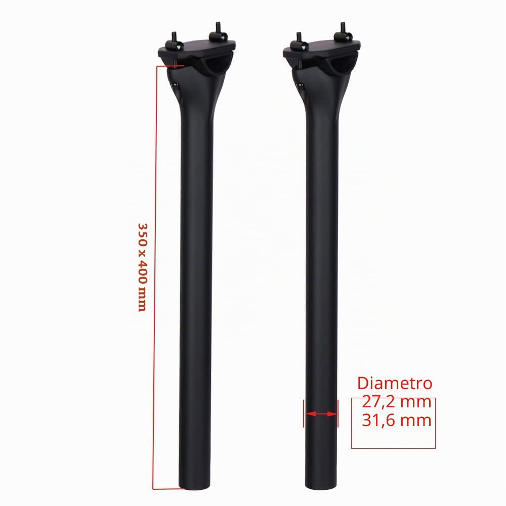 QIKU Carbonio Reggisella MTB/Strada Reggisella Bici,reggisella Bicicletta regolabile3K/UD 27.2/31.6 * 350mm/400mm