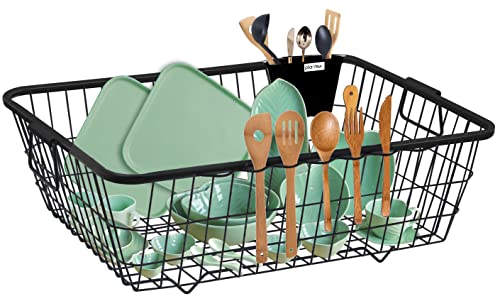Image of Plantex GI Metal Dish Drainer Basket for Kitchen Utensils /Dish Drying Rack /Bartan Basket(Size - 56 x 43 x 20 cm /Black)