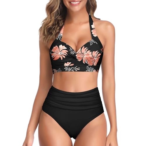 Bikini Torsadé Devant Femme - Maillot de Bain 2 Pièces Taille Haute Gainant