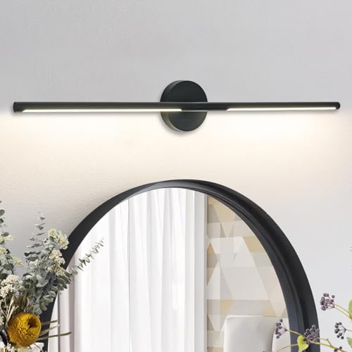 Image of Matte Black Bathroom Light Fixtures Over Mirror 43 Inch, 33W 360 Rotatable Dimmable 4000K Led Vanity Light Bar, Modern Bathroom Vanity Lights Above Mirror