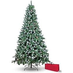 Brigros - Árbol de Navidad Artificial con Aguja de Pino Espeso, Bolsa, Efecto Realista, Ramas de Gancho, fácil Montaje, PVC, Base metálica, ignífugo (120 cm, nevado)