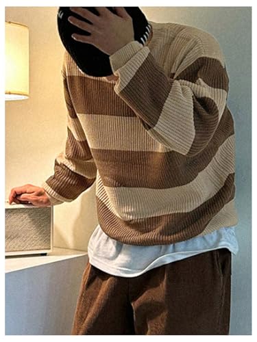 Floerns Men's Striped Colorblock Long Sleeve Knitted Sweater Fall Pullover Tops3