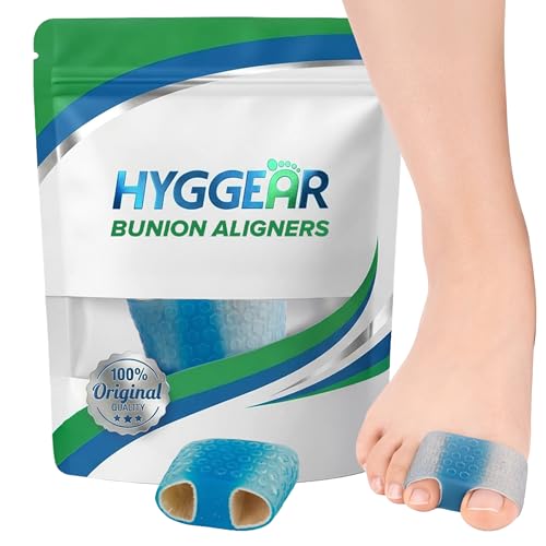 Hyggear Bunion Corrector for Women & Men - Big Toe Straightener with Silicone Pad, Adjustable Nylon Toe Separator for Hallux Valgus & Overlapping Toes, Washable Bunion Brace (1 pc, Blue)
