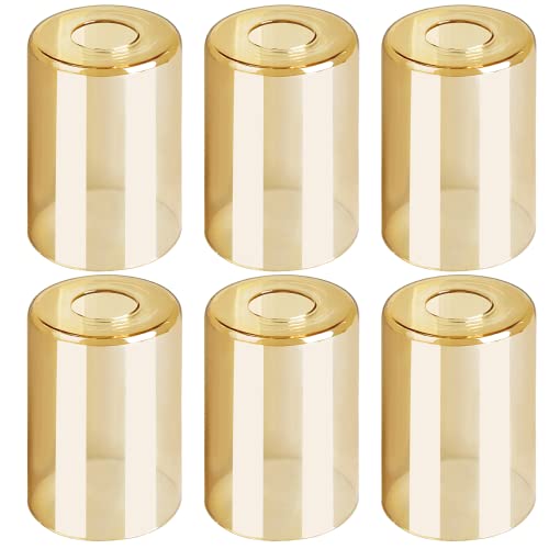 6 Pack Gold Glass Shades Replacement,5.51In Height,3.94In Diameter,1.65In Fitter,High Transmittance Cylinder Glass Lampshade Replacement For Pendant Light Floor Lamps Chandelier Wall Sconce #TOP7