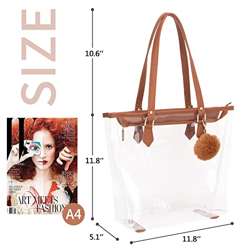 Large Clear Bag Transparent Shoulder Handbag with Plush Pendant3