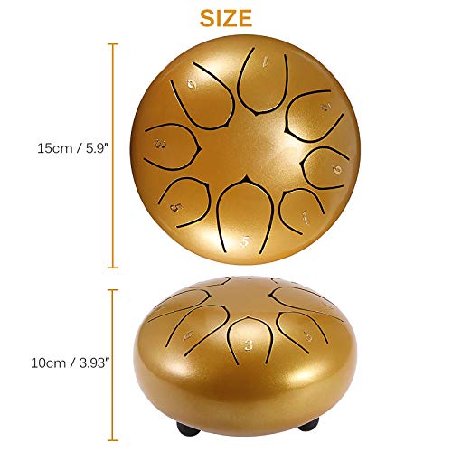 HITECHLIFE stalen tongtrommel van 15 cm (6 inch) met 8 tonen, trommel met drumsticks, draagzak, percussie-instrumenten… - Image 8