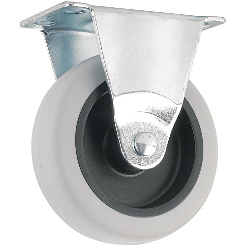 TPR Rubber Caster Wheel with Rigid Non-Swivel Top Plate - 3-Inch - 110 lb. Load Capacity - Non-Marking for Use in Hospitals, Food Service, & Other Institutional Applications