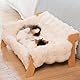 CheerPals Erhöhtes Katzenbett aus Buchenholz, 70x47cm Großes Katzensofa, Katzenstuhl mit Abnehmbarem Waschbar Plüschdecke (Baumwoll-Füllung), Belastbar mit 15 kg, zum Schlafen für Alle Katze