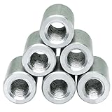 TAODAN 6pcs 304 Stainless Steel Round Connector Nut Threaded Cylindrical Joint Nut Sleeve Rod Stud Nuts M6