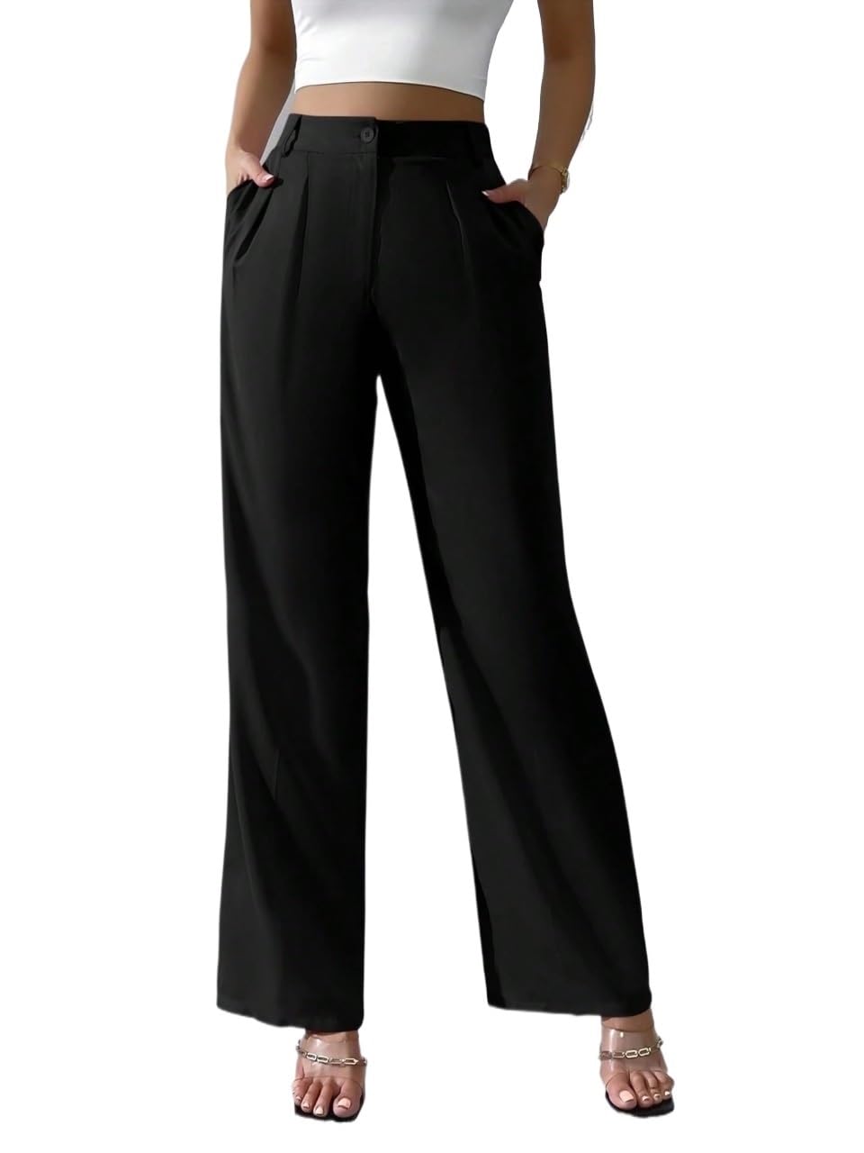 RAISER Womens Business Work Casual Pants High Waist Wide Leg Pants