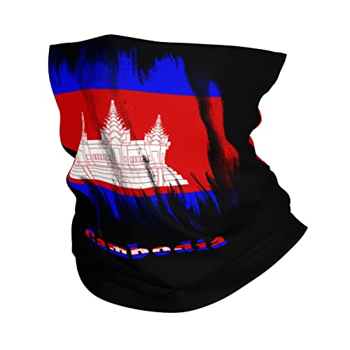Cambodia Flag Cambodian Seamless Neck Gaiter Shield Scarf Bandana Face Mask Seamless UV Protection for Motorcycle Cycling Riding Running Headbands White