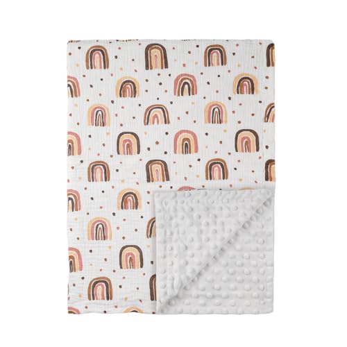 Image of Soarwg Kids Baby Blanket Unisex Newborn, Super Soft Nursery Minky Blankets with Muslin Cotton for Boys Girls, Toddler Baby Nursery Bed Blanket Shower Gifts, 30 x 40 Inch