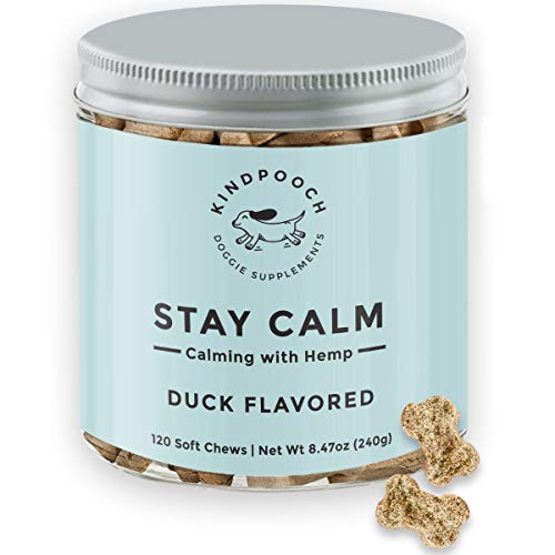 KindPooch Stay Calm - Natural Calming Aid for Dog Anxiety Relief, Stress & Separation & Calm Behavior - with Organic Hemp +Sustainable Packaging - Made in The USA, 120 Chews